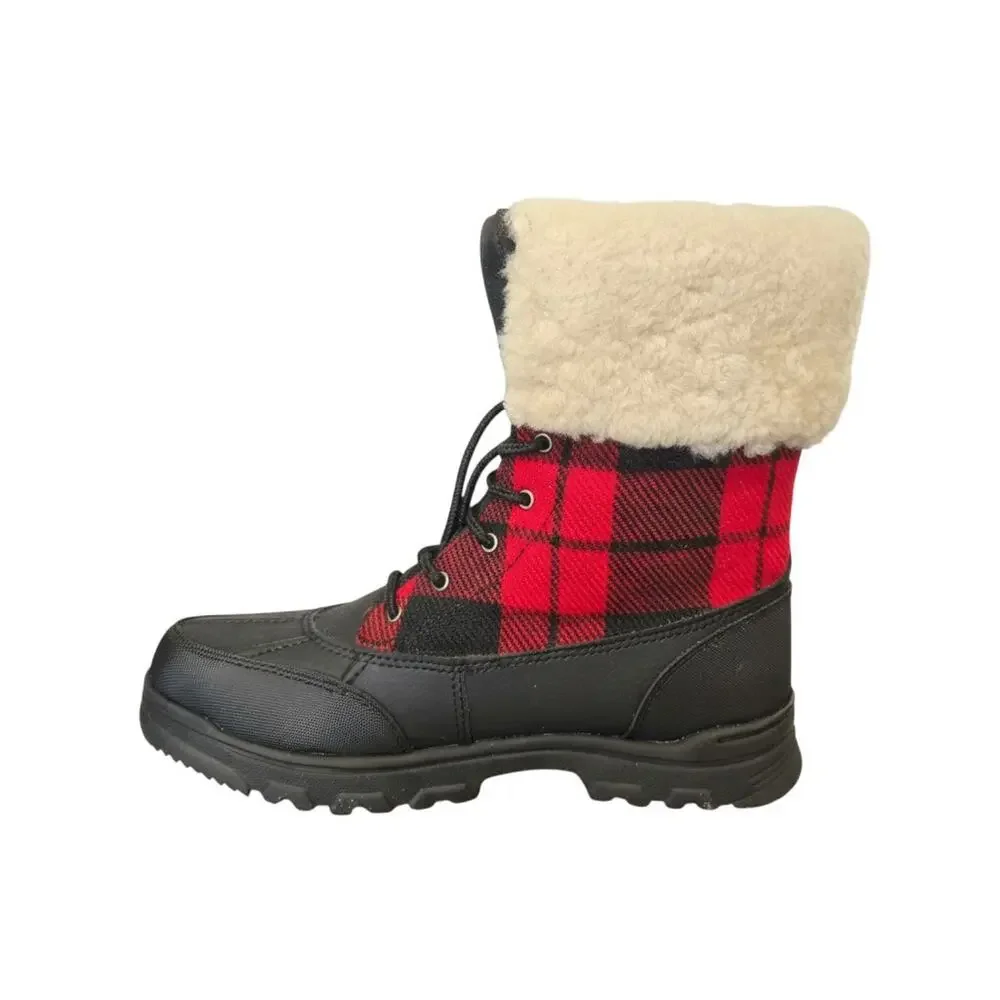 Polo Ralph Lauren Boots Size Women's 8.5 Boys 6.5 Quinta Plaid Sheep Shearling